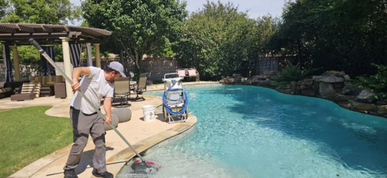 Professional pool maintenance service balancing chemicals in Sugar Land TX