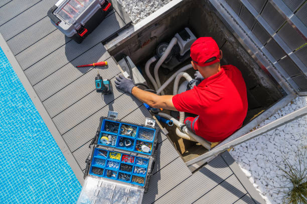 Experienced pool repair specialist servicing residential swimming pool